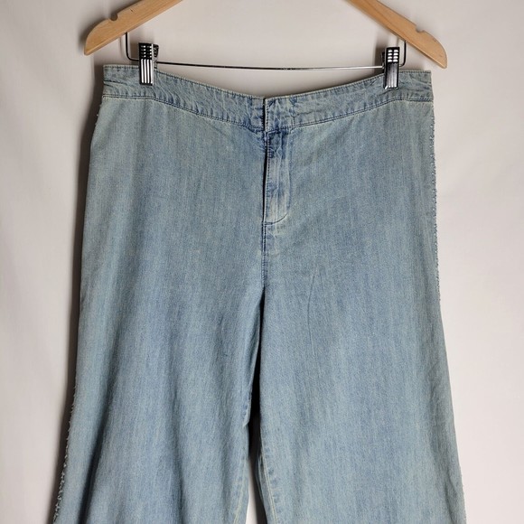 NWT Reba Womens Jeans Size 10 Blue Embroidered High Rise Elastic Waist Pockets - Picture 2 of 8